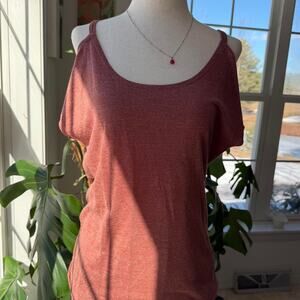 A.N.A Open Shoulder Rust Color Shimmer Top Medium